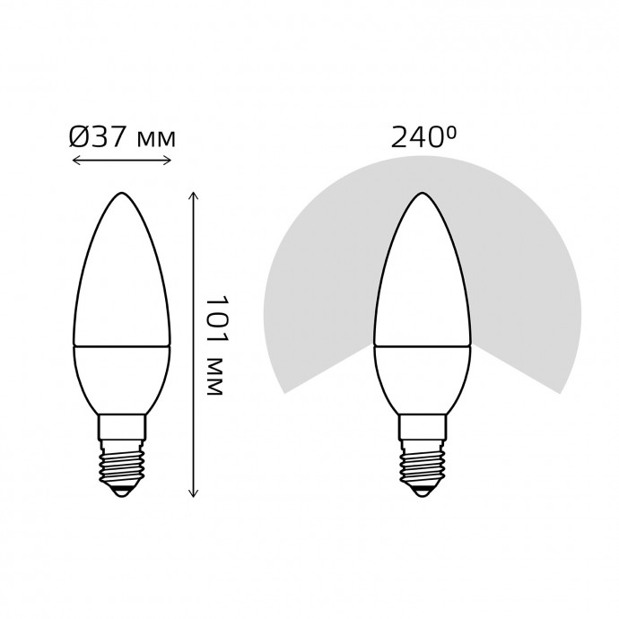 103101107-S Лампа Gauss LED Candle E14 7W 2700К step dimmable 1/10/100, шт