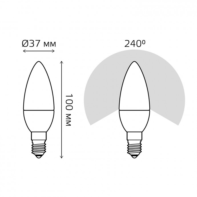 103101110 Лампа Gauss LED Candle E14 9.5W 3000К 1/10/50, шт