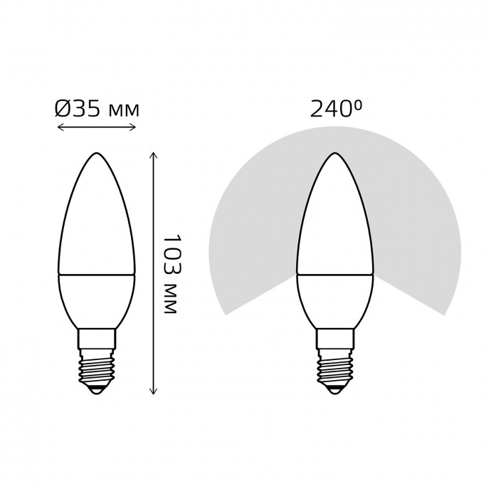 103101210 Лампа Gauss LED Candle E14 9.5W 4100К 1/10/50, шт