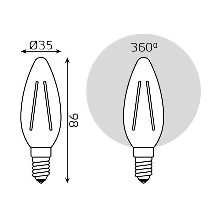 103801107 Лампа Gauss LED Filament Candle E14 7W 2700К 1/10/50, шт