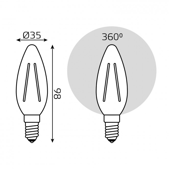 103801213 Лампа Gauss Filament Свеча 13W 1150lm 4100К Е14 LED 1/10/50