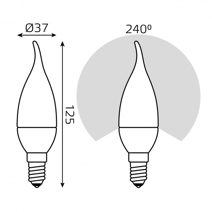 104101207 Лампа Gauss LED Candle tailed E14 6,5W 4100K 1/10/50, шт