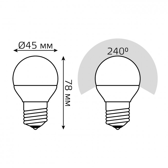 105102207-S Лампа Gauss LED Globe E27 7W 4100K step dimmable 1/10/100, шт