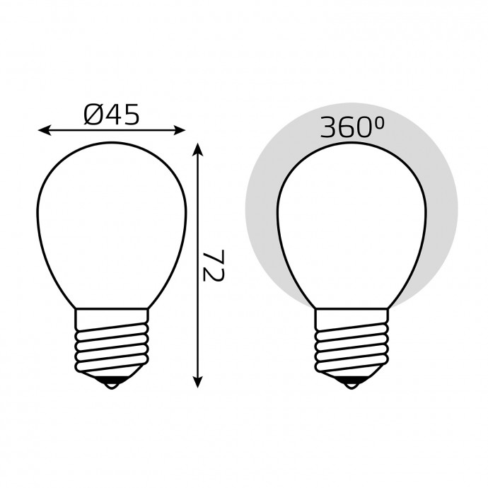 105202209 Лампа Gauss Filament Шар 9W 610lm 4100К Е27 milky LED 1/10/50