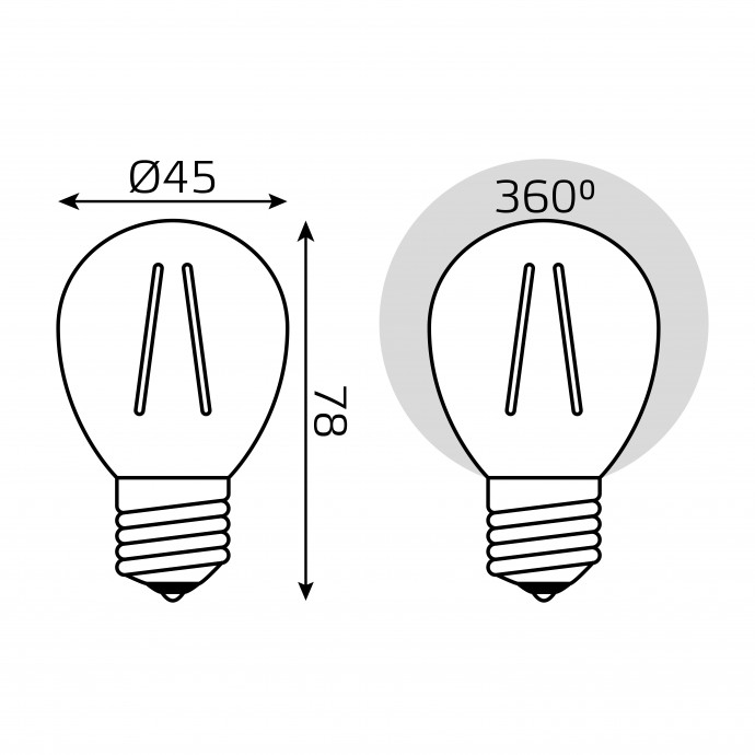105802113 Лампа Gauss Filament Шар 13W 1100lm 2700К Е27 LED 1/10/50
