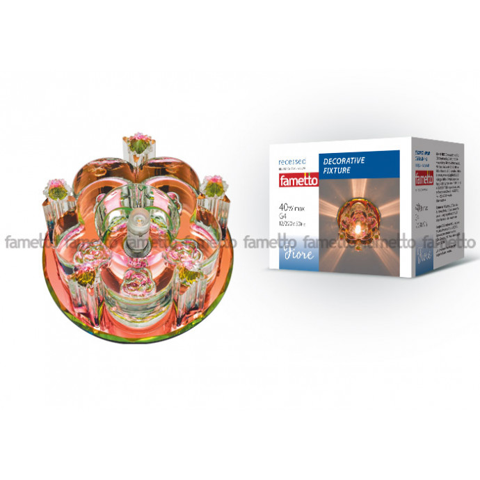 DLS-F122 G4 COLOUR/CLEAR Светильник декоративный встраиваемый. Без лампы. Стекло, цвет радужный. Отделка кристалл, цвет прозрачный. ТМ Fametto.