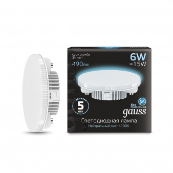 108008206 Лампа Gauss LED GX53 6W 4100K 1/10/50, шт