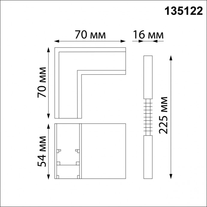 135122 SHINO NT21 043 черный Соединитель с токопроводом для шинопровода L-образный IP20 48V FLUM