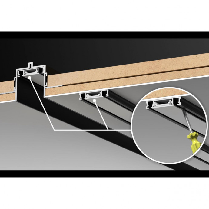 135198 SHINO NT23 000 белый Низковольтный шинопровод для встраиваемого монтажа в ГКЛ 1м IP20 48V SMAL