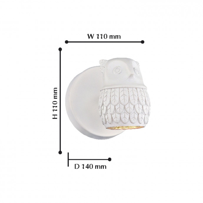 2041-1W, настенный светильник, D135xW110xH105, 1xGU10LEDx5W, 280LM, 3000K, included