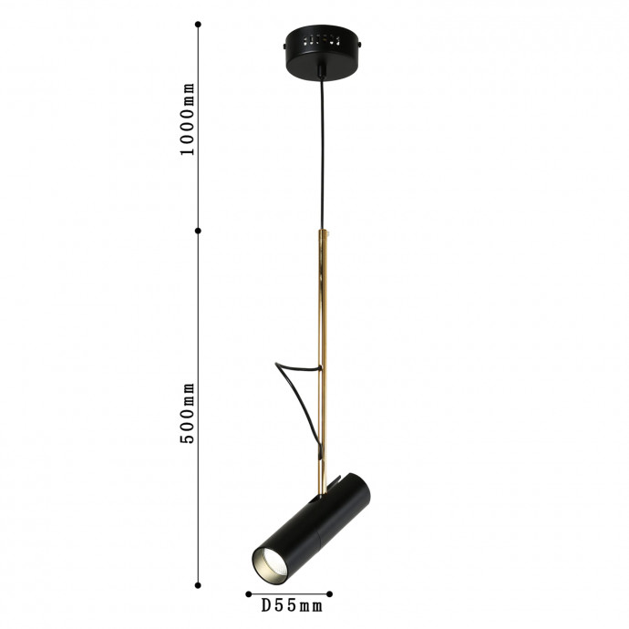 2107-1P, подвес, D55xH500/1500, 1xLEDx5W, 400LM, 3000K, included