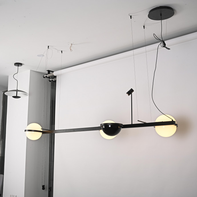 Реечный Подвесной Светильник Palma Wall Lamp 3 Шара + 1 Вазон Горизонтальная By Imperiumloft