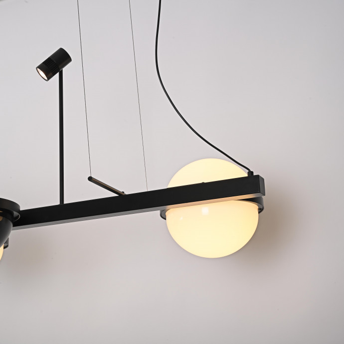 Реечный Подвесной Светильник Palma Wall Lamp 3 Шара + 1 Вазон Горизонтальная By Imperiumloft