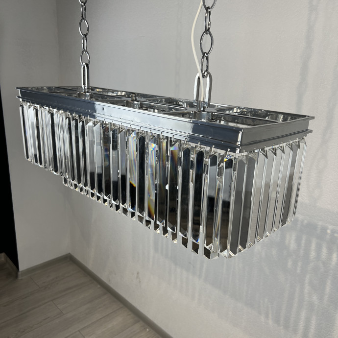 Подвесная Люстра Rh 1920S Odeon Clear Glass Fringe Chrome By Imperiumloft