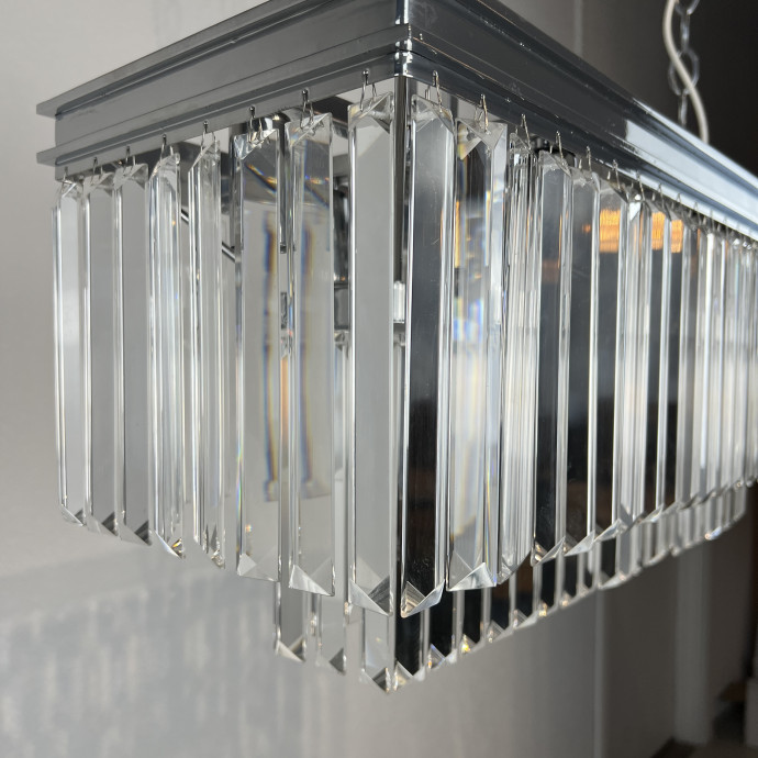 Подвесная Люстра Rh 1920S Odeon Clear Glass Fringe Chrome By Imperiumloft