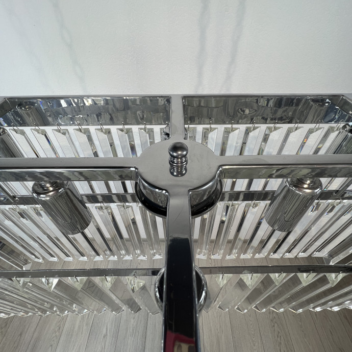 Подвесная Люстра Rh 1920S Odeon Clear Glass Fringe Chrome By Imperiumloft