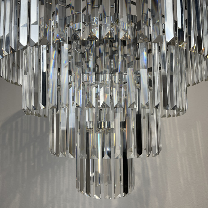 Подвесная Люстра Rh 1920S Odeon Clear Glass Fringe Chandelier D80 Chrome By Imperiumloft