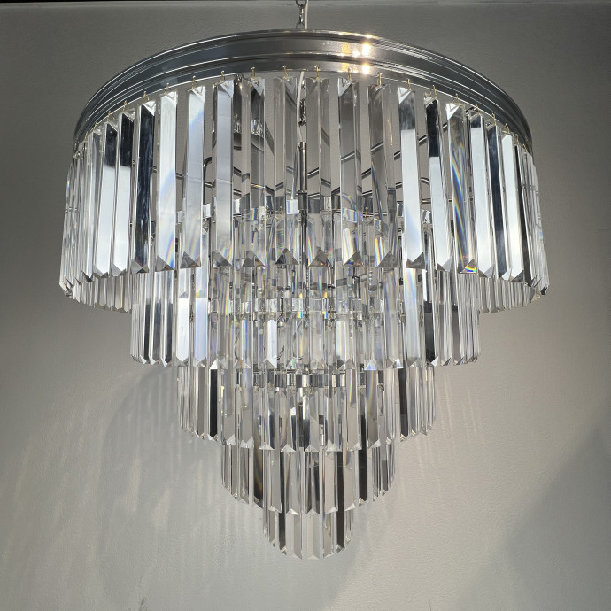 Подвесная Люстра Rh 1920S Odeon Clear Glass Fringe Chandelier D80 Chrome By Imperiumloft