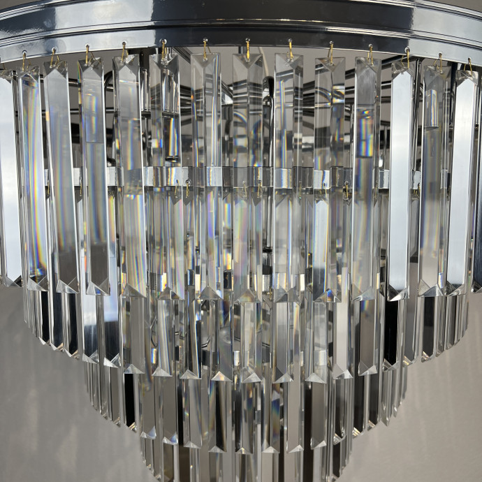Подвесная Люстра Rh 1920S Odeon Clear Glass Fringe Chandelier D80 Chrome By Imperiumloft