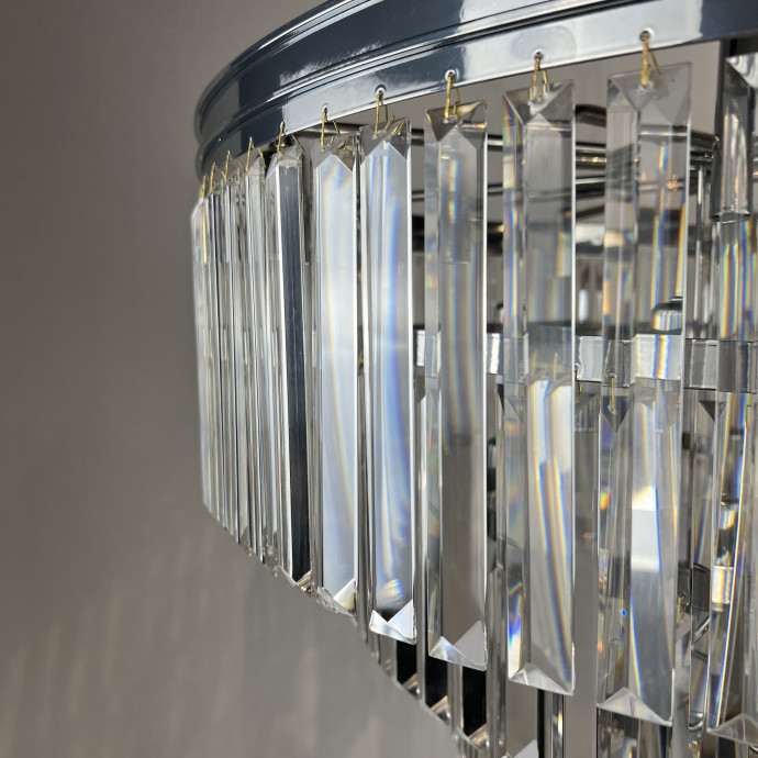 Подвесная Люстра Rh 1920S Odeon Clear Glass Fringe Chandelier D80 Chrome By Imperiumloft