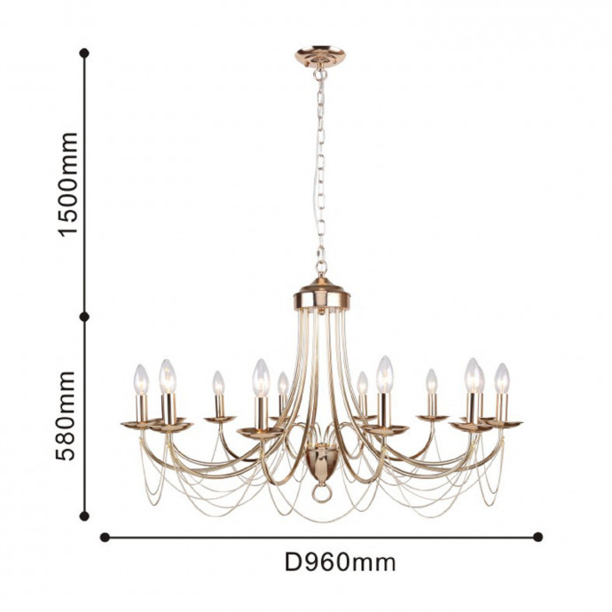 2591-12P, подвесная люстра, D960xH580/2080, 12xE14x40W