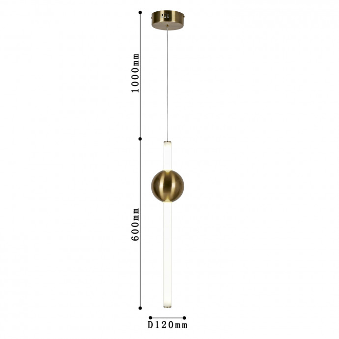 2642-1P, подвес, D120xH600/1600, 1xLEDx19W, 1520LM, 3000K, included