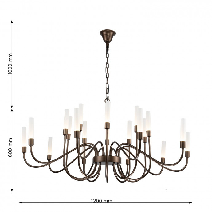 3014-20P, подвесная люстра, D1200xH680/1680, 20xG9LEDx7W, 4900LM, 3000K, included