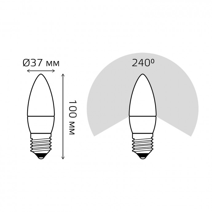 33218 Лампа Gauss LED Elementary Свеча 8W E27 520lm 3000K 1/10/100