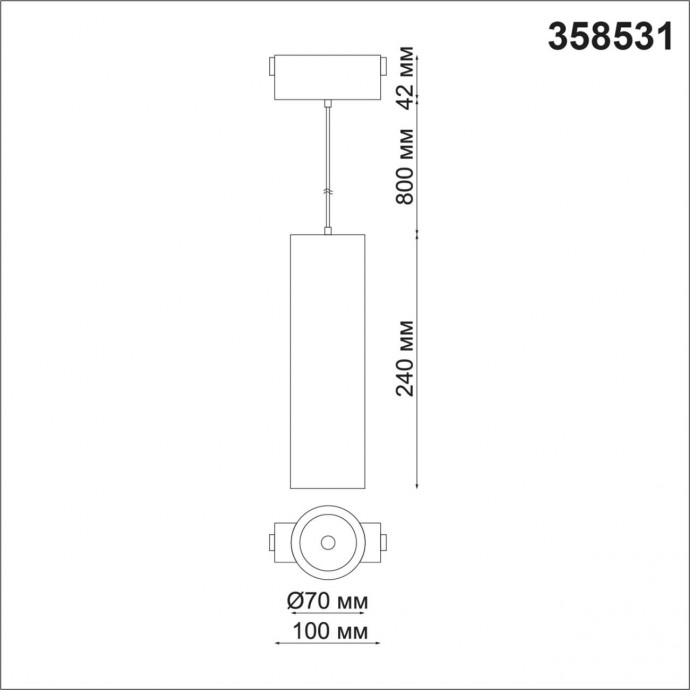 358531 SHINO NT21 059 черный Трековый светильник для низковольного шинопровода, длина провода 1м IP20 LED 4000K 30W 48V KIT