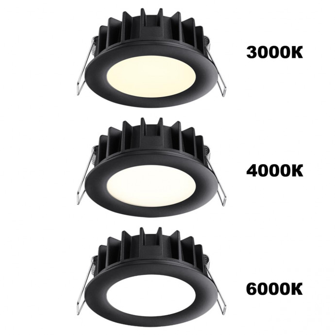 358951 SPOT NT22 черный Встраиваемый светодиодный светильник с переключателем цветовой температуры IP20 LED 3000К4000К6000К 15W 220V LANTE