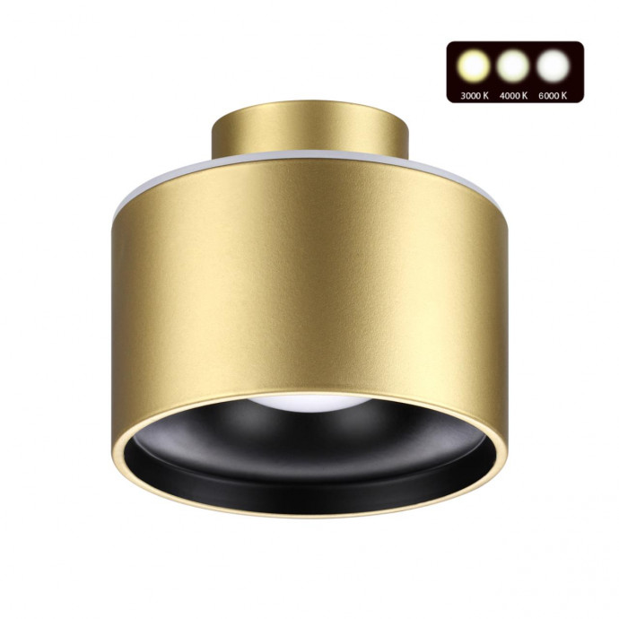 358972 OVER NT22 161 бронза св. Светильник накладной с переключ. цв. температуры IP20 LED 3000К4000К6000К 12W вниз + 3W вверх 110-265V GIRO