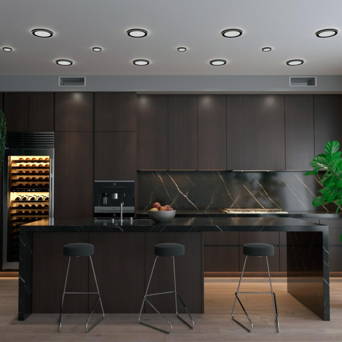 359015 SPOT NT23 черный Светильник встраиваемый светодиодный (три сценария работы) IP20 LED 4000К 12W+4W 100-265V 1120Лм SPAN