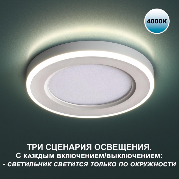359016 SPOT NT23 белый Светильник встраиваемый светодиодный (три сценария работы) IP20 LED 4000К 18W+6W 100-265V 1680Лм SPAN