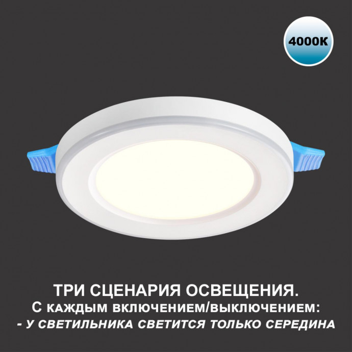 359016 SPOT NT23 белый Светильник встраиваемый светодиодный (три сценария работы) IP20 LED 4000К 18W+6W 100-265V 1680Лм SPAN