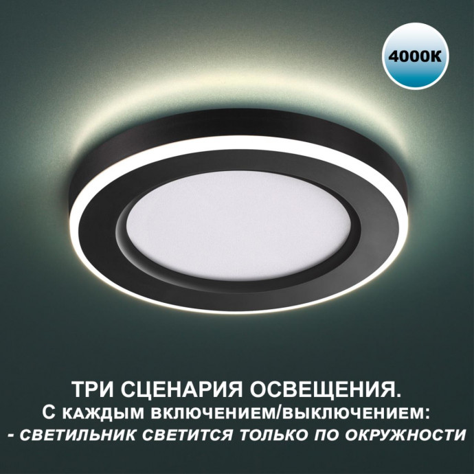 359017 SPOT NT23 черный Светильник встраиваемый светодиодный (три сценария работы) IP20 LED 4000К 18W+6W 100-265V 1680Лм SPAN
