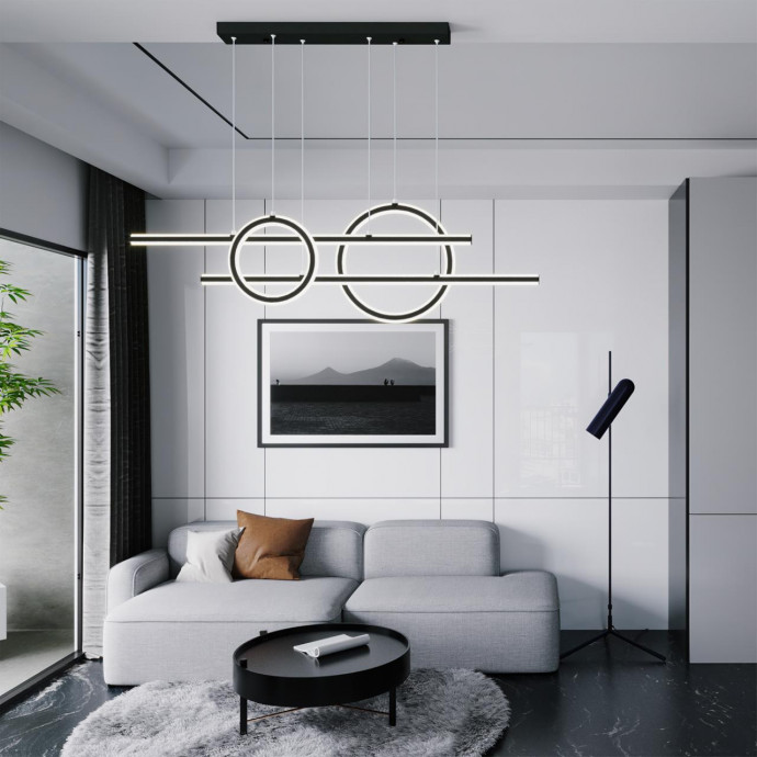 359183 OVER NT23 000 черный Светильник подвесной диммируемый, в комплекте пульт ДУ IP20 LED 4000К 116W 220V ONDO