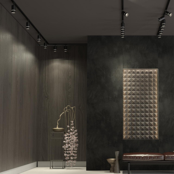 370777 PORT NT21 058 черный Однофазный трековый светильник трехжильный IP20 GU10 9W 235V ELINA