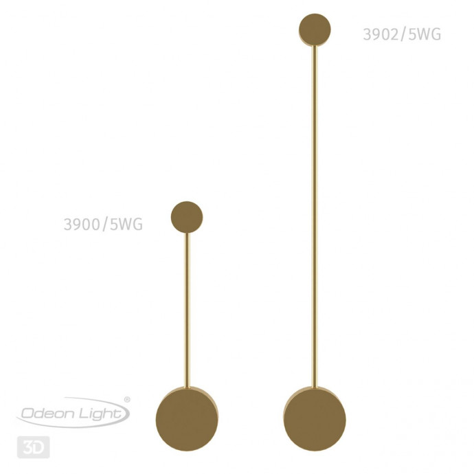3902/5WG HIGHTECH ODL20 133 золотистый/металл Настенный светильник LED 4000K 5W 220V SATELLITE