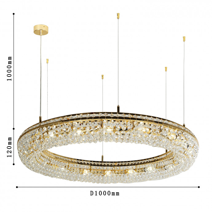 4015-15P, подвесная люстра, D1000xH120/1120, 15xE14x40W