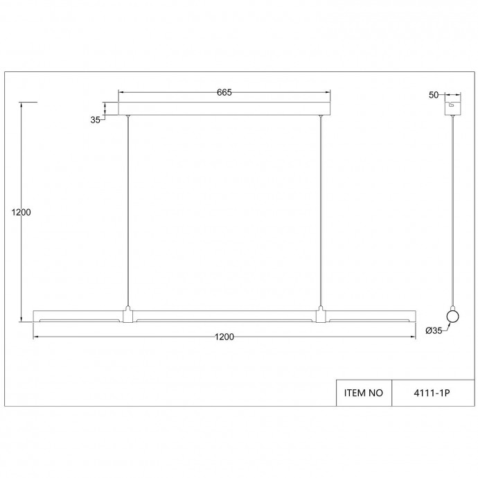 4111-1P, подвесная люстра, L1200xW35xH100/1200, LEDx35W, 2300LM, 4000K, included