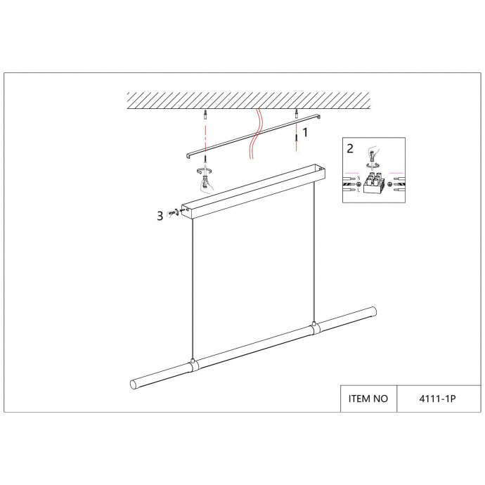 4111-1P, подвесная люстра, L1200xW35xH100/1200, LEDx35W, 2300LM, 4000K, included