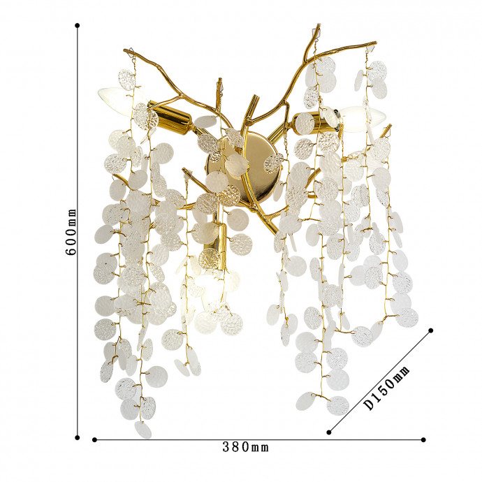 4161-3W, настенный светильник, D150xW380xH600, 3xE14x40W