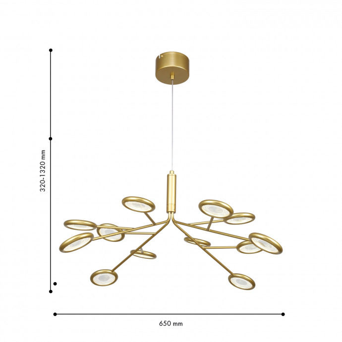 4253-12P, подвесная/потолочная люстра, D650xH320/1320, 12xLEDx3W, 3060LM, 4000K, included
