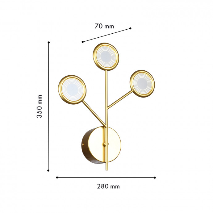 4253-3W, настенный светильник, D70xW280xH350, 3xLEDx3W, 765LM, 4000K, included