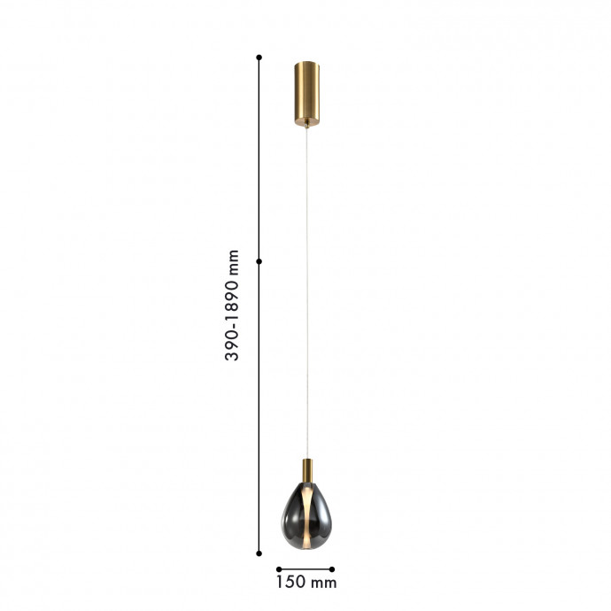 4255-1P, подвес, D150xH390/1890, LEDx4.3W, 520LM, 4000K, included