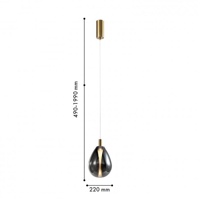 4255-2P, подвес, D220xH490/1990, LEDx4.3W, 520LM, 4000K, included