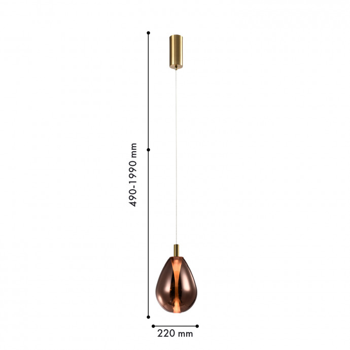 4256-2P, подвес, D220xH490/1990, LEDx4.3W, 520LM, 4000K, included