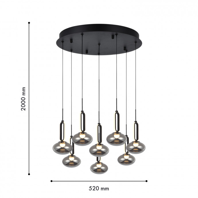 4284-8P, подвесная люстра, D520xH2000, 8xLEDx9W, 3600LM, 4000K, included