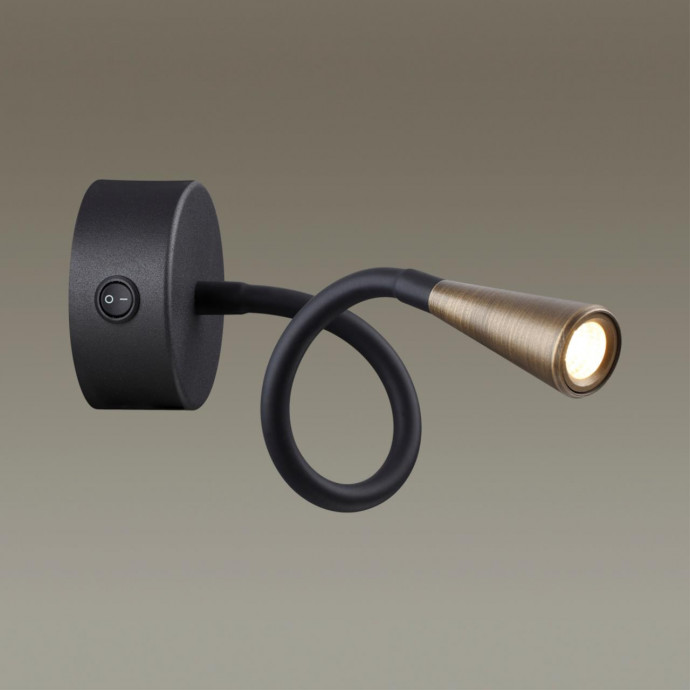 4289/3WL HIGHTECH ODL22 271 черный с античн.бронзой Настенный светильник с выкл. IP20 LED 3W 265Лм 3000K ODDS