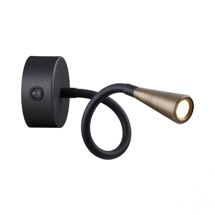 4289/3WL HIGHTECH ODL22 271 черный с античн.бронзой Настенный светильник с выкл. IP20 LED 3W 265Лм 3000K ODDS